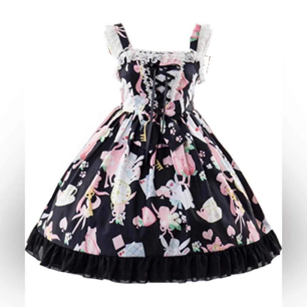Smiling Angel Sweet Lolita Printed Rabbit Dress
